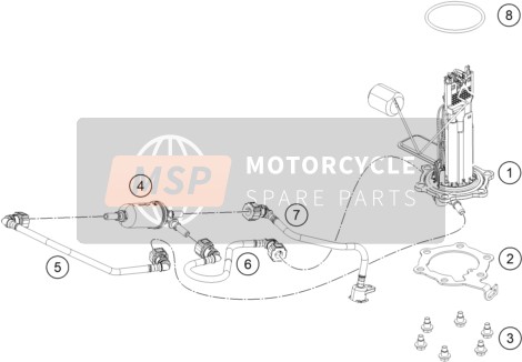 KTM 125 Duke, orange EU 2020 Fuel Pump for a 2020 KTM 125 Duke, orange EU