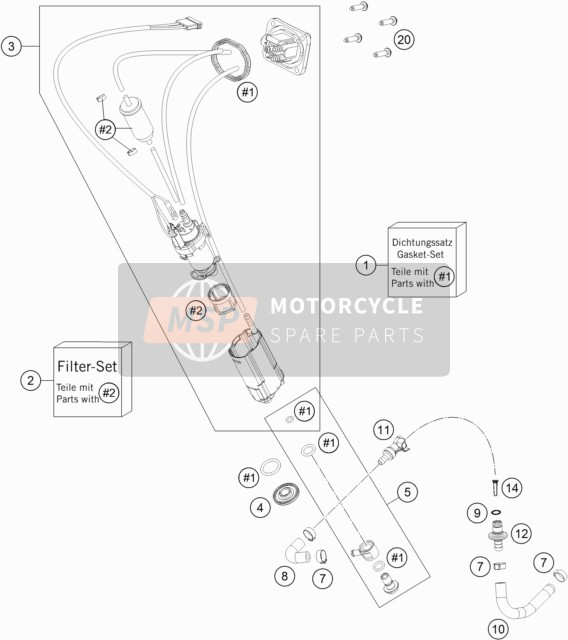 KTM 250 XC-F US 2020 Pompa di benzina per un 2020 KTM 250 XC-F US