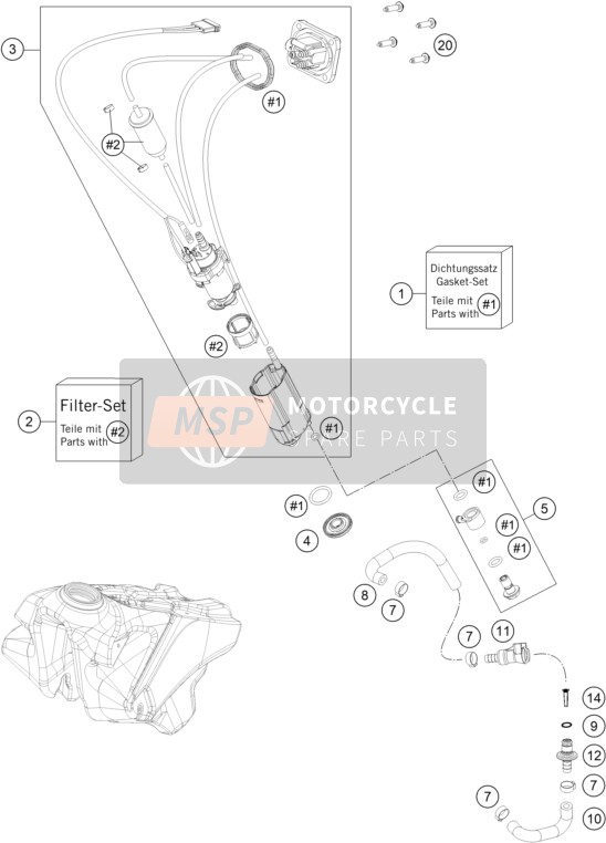 KTM 450 SX-F Factory Edition US 2020 Benzine Pomp voor een 2020 KTM 450 SX-F Factory Edition US