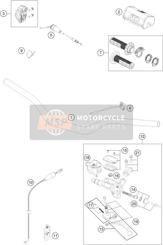 KTM 125 SX EU 2020 Guidon, Les contrôles pour un 2020 KTM 125 SX EU