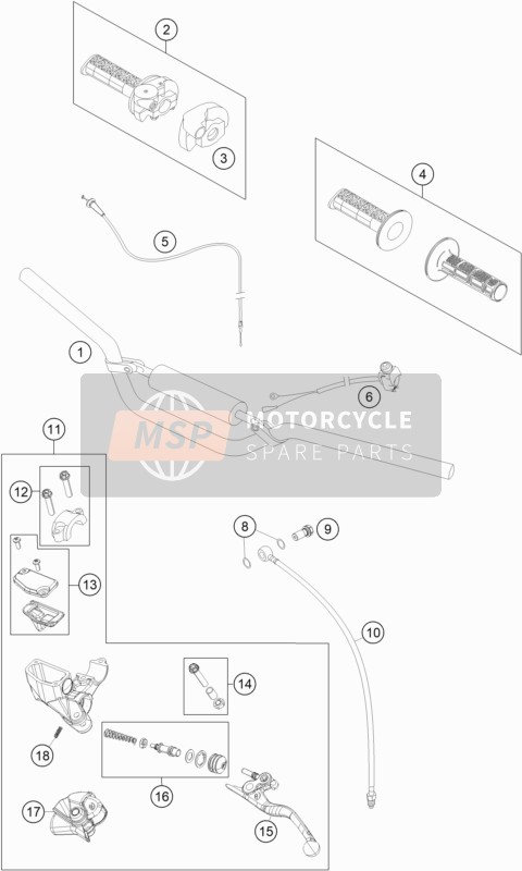 KTM 65 SX EU 2020 Handlebar, Controls for a 2020 KTM 65 SX EU