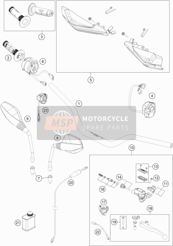 KTM 690 Enduro R US 2020 Guidon, Les contrôles pour un 2020 KTM 690 Enduro R US