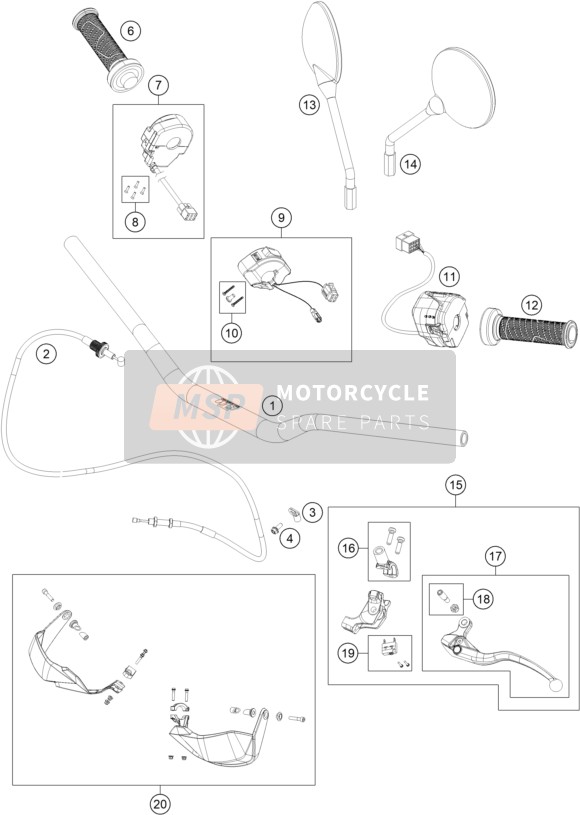 KTM 790 Adventure R ASEAN 2020 Handlebar, Controls for a 2020 KTM 790 Adventure R ASEAN