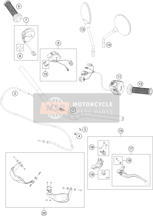 KTM 790 Adventure R Rally US 2020 Manubrio, Controlli per un 2020 KTM 790 Adventure R Rally US