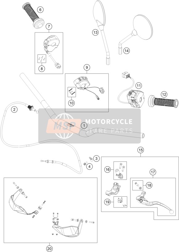 KTM 890 ADVENTURE, black EU 2021 Handlebar, Controls for a 2021 KTM 890 ADVENTURE, black EU