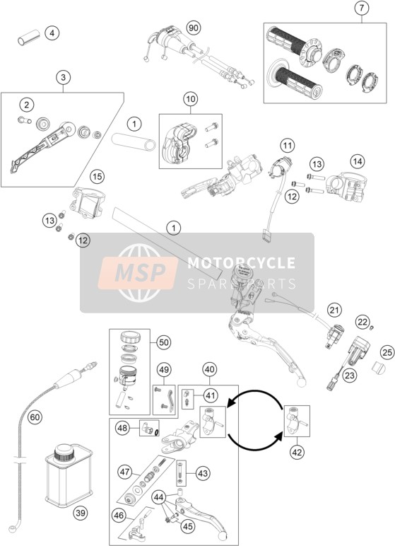 KTM RC4 R 2020 Guidon, Les contrôles pour un 2020 KTM RC4 R