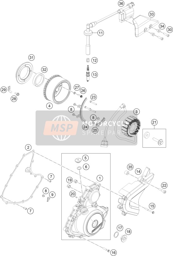 KTM 250 Duke, orange w/o ABS-CKD CO 2020 Système de mise à feu pour un 2020 KTM 250 Duke, orange w/o ABS-CKD CO