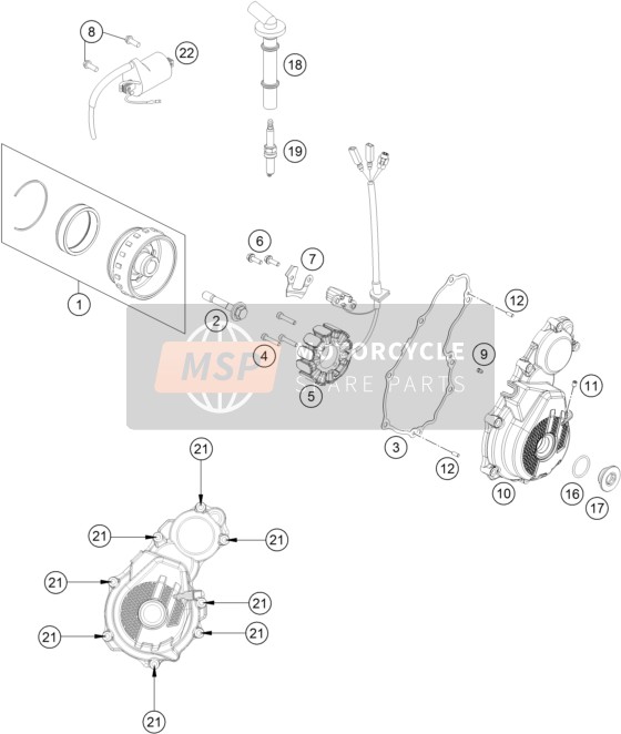 KTM 250 XC-F US 2020 Ontbrandingssysteem voor een 2020 KTM 250 XC-F US