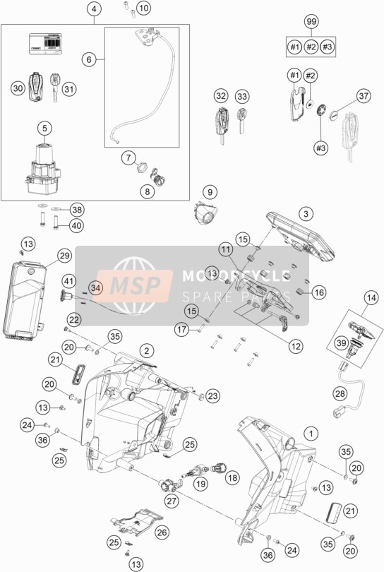 KTM 1290 Super Adventure S, orange US 2020 Instrumenten / Slotsysteem for a 2020 KTM 1290 Super Adventure S, orange US