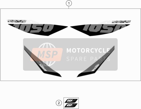 61308192000, Sticker Set Fork Wp Small, KTM, 1