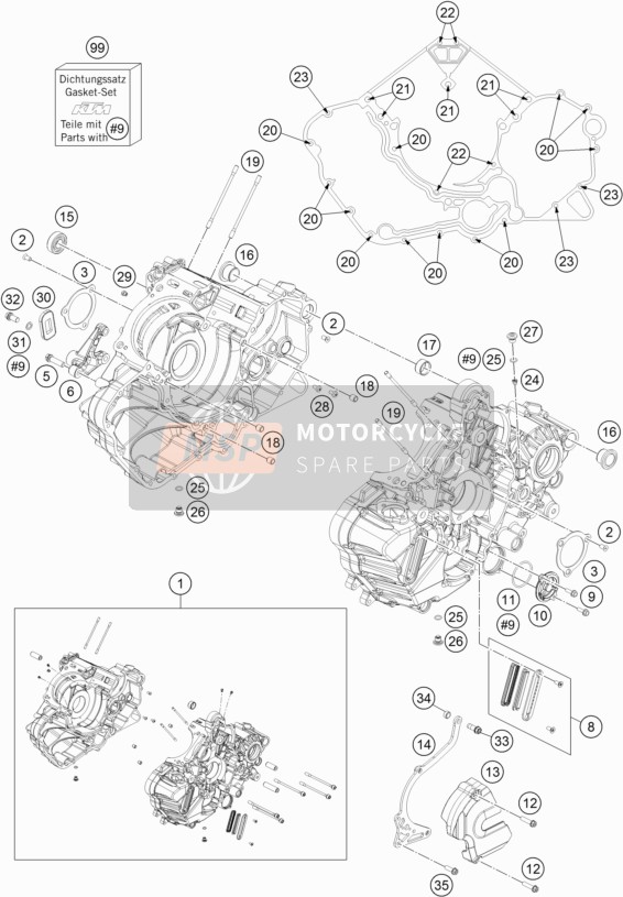 61230099100, Gasket Kit Engine Cpl., KTM, 0