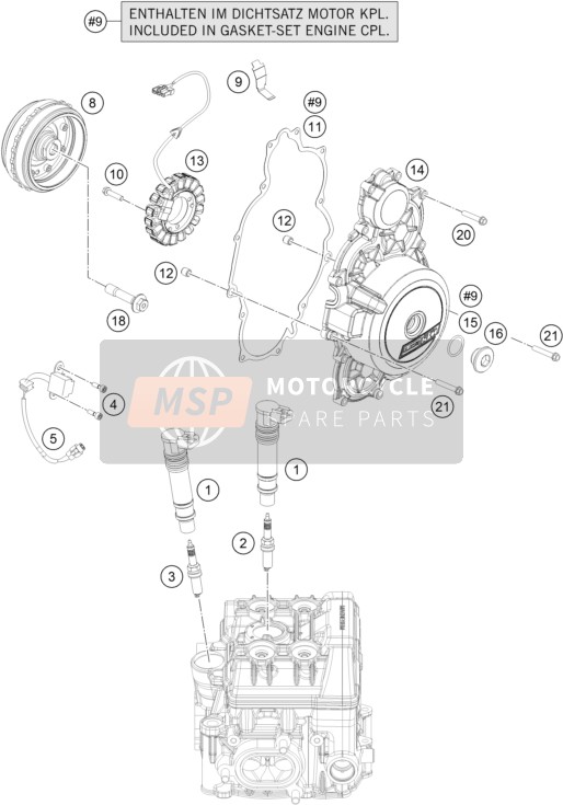 KTM 1050 ADVENTURE ABS Europe 2015 Ontbrandingssysteem voor een 2015 KTM 1050 ADVENTURE ABS Europe
