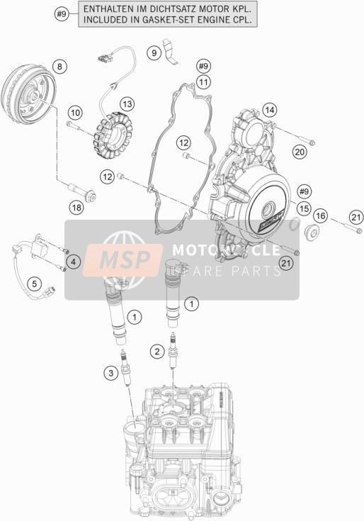 KTM 1050 ADVENTURE ABS Europe 2016 Sistema de encendido para un 2016 KTM 1050 ADVENTURE ABS Europe