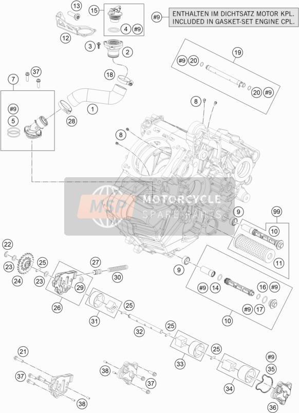 KTM 1050 ADVENTURE ABS Europe 2016 Lubricating System for a 2016 KTM 1050 ADVENTURE ABS Europe