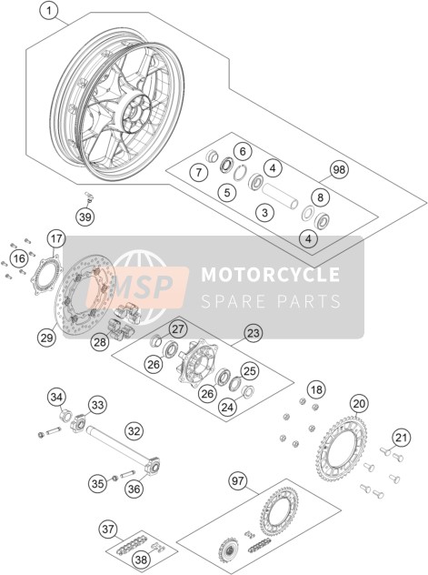 KTM 1050 ADVENTURE ABS Europe 2016 Rear Wheel for a 2016 KTM 1050 ADVENTURE ABS Europe