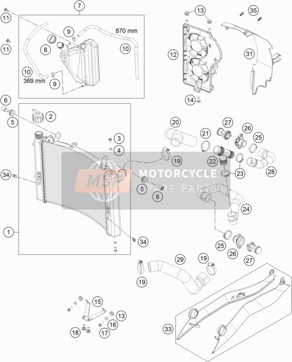 KTM 1050 ADVENTURE ABS CKD Malaysia 2016 Système de refroidissement pour un 2016 KTM 1050 ADVENTURE ABS CKD Malaysia