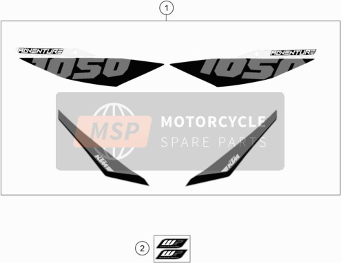 KTM 1050 ADVENTURE ABS CKD Malaysia 2016 Decal for a 2016 KTM 1050 ADVENTURE ABS CKD Malaysia