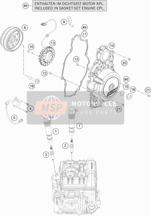 KTM 1050 ADVENTURE ABS CKD Malaysia 2016 Sistema de encendido para un 2016 KTM 1050 ADVENTURE ABS CKD Malaysia