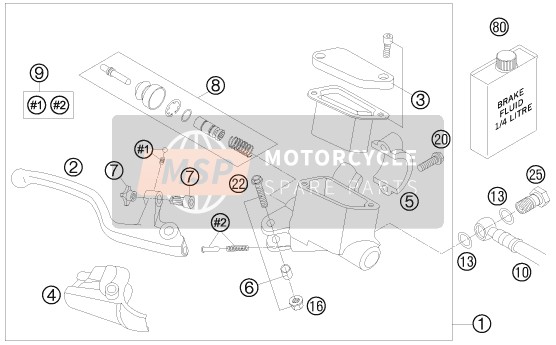 KTM 105 XC USA 2008 Front Brake Control for a 2008 KTM 105 XC USA