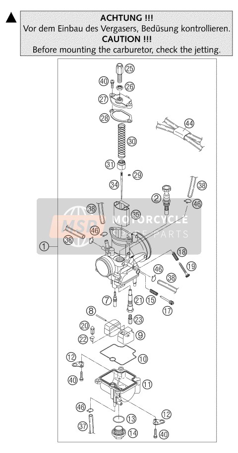 KTM 105 SX Europe 2004 Carburettor for a 2004 KTM 105 SX Europe