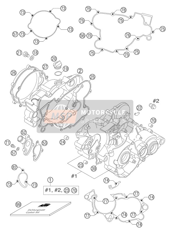 KTM 105 SX Europe 2004 Caja del motor para un 2004 KTM 105 SX Europe