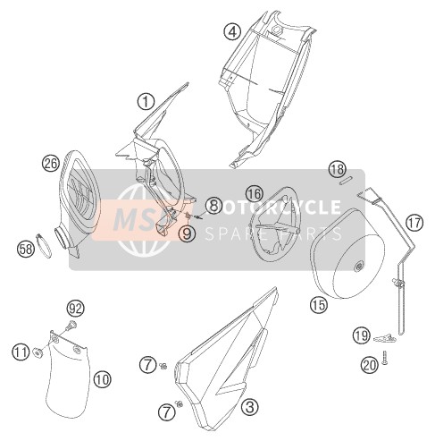 KTM 105 SX Europe 2006 Filtro dell'aria per un 2006 KTM 105 SX Europe