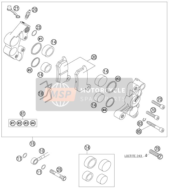 KTM 105 SX Europe 2006 Remklauw voor voor een 2006 KTM 105 SX Europe