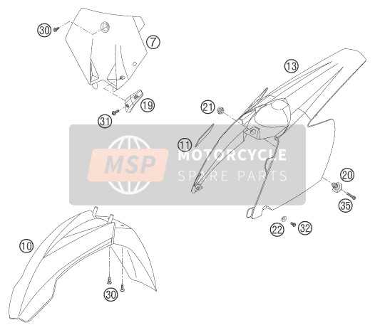 KTM 105 SX Europe 2006 ABDECKUNG, KOTFLÜGEL für ein 2006 KTM 105 SX Europe