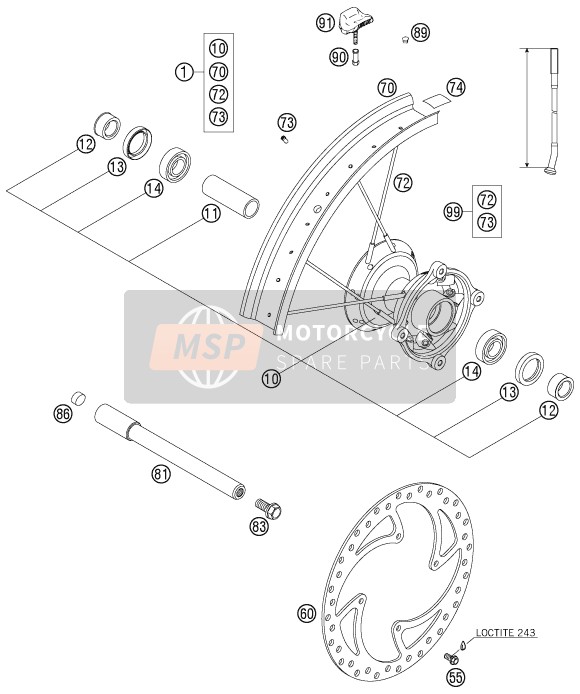 KTM 105 SX USA 2007 Roue avant pour un 2007 KTM 105 SX USA