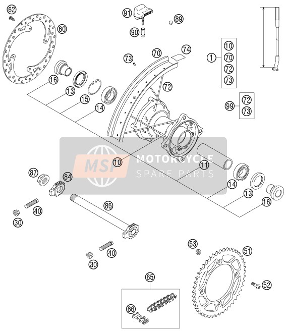 KTM 105 SX USA 2007 Rear Wheel for a 2007 KTM 105 SX USA