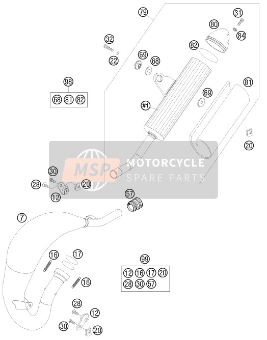 KTM 105 SX USA 2010 Sistema de escape para un 2010 KTM 105 SX USA