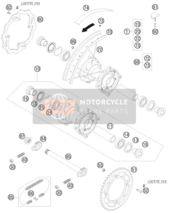 KTM 105 SX USA 2010 Ruota posteriore per un 2010 KTM 105 SX USA