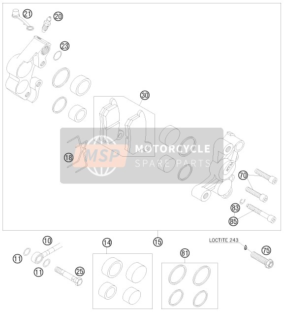 KTM 105 SX USA 2011 Étrier de frein avant pour un 2011 KTM 105 SX USA
