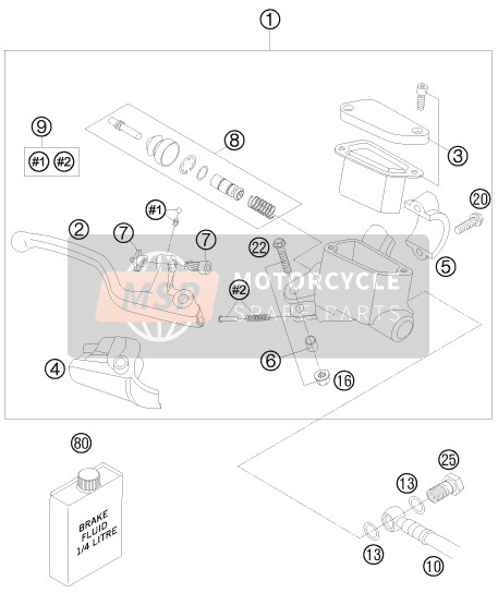 KTM 105 SX USA 2011 Voorrem aansturing voor een 2011 KTM 105 SX USA