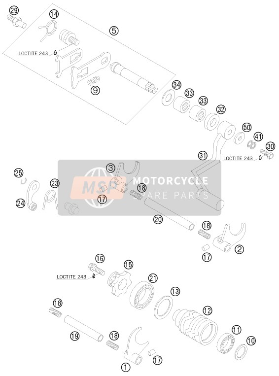 KTM 105 SX USA 2011 Mecanismo de cambio para un 2011 KTM 105 SX USA