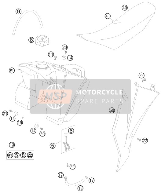 KTM 105 SX USA 2011 Tank, Seat for a 2011 KTM 105 SX USA