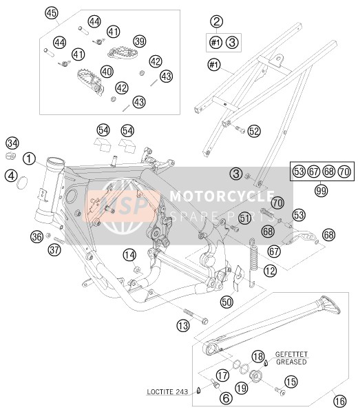 KTM 105 XC 19/16 USA 2009 Rahmen für ein 2009 KTM 105 XC 19/16 USA