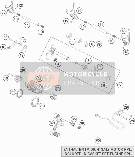 KTM 1090 Adventure China 2016 Meccanismo di cambio per un 2016 KTM 1090 Adventure China