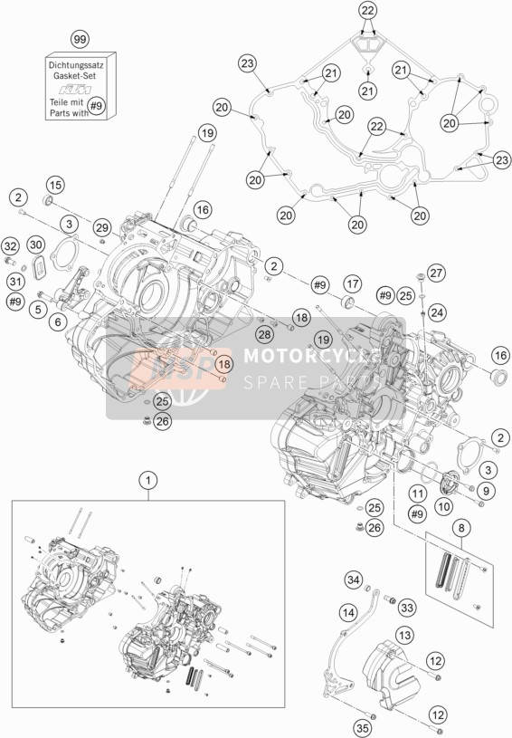 KTM 1090 Adventure China 2018 Caja del motor para un 2018 KTM 1090 Adventure China