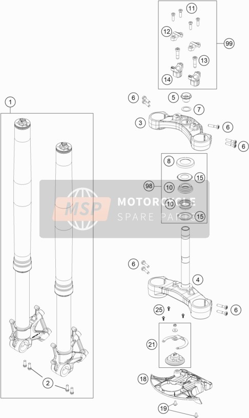 Tenedor frontal, Abrazadera triple