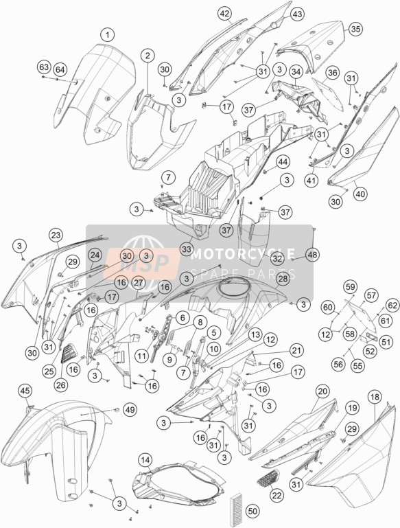 KTM 1090 Adventure China 2018 Mask, Fenders for a 2018 KTM 1090 Adventure China