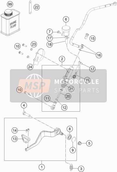 KTM 1090 Adventure Europe 2018 Commande de frein arrière pour un 2018 KTM 1090 Adventure Europe