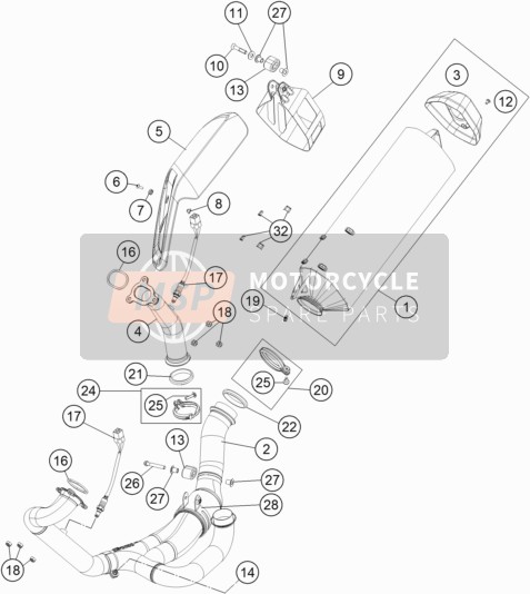 KTM 1090 Adventure L Europe 2019 Exhaust System for a 2019 KTM 1090 Adventure L Europe