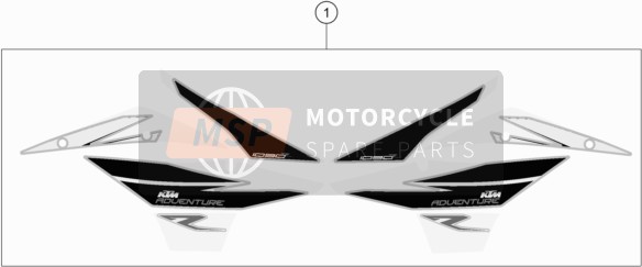 KTM 1090 Adventure R Europe 2017 Decal for a 2017 KTM 1090 Adventure R Europe