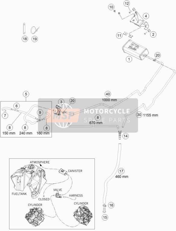 KTM 1090 Adventure R USA 2017 VERDAMPFER-KANISTER für ein 2017 KTM 1090 Adventure R USA