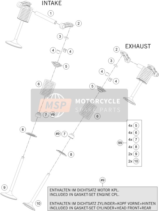 KTM 1090 Adventure R Europe 2017 VENTILTRIEB für ein 2017 KTM 1090 Adventure R Europe