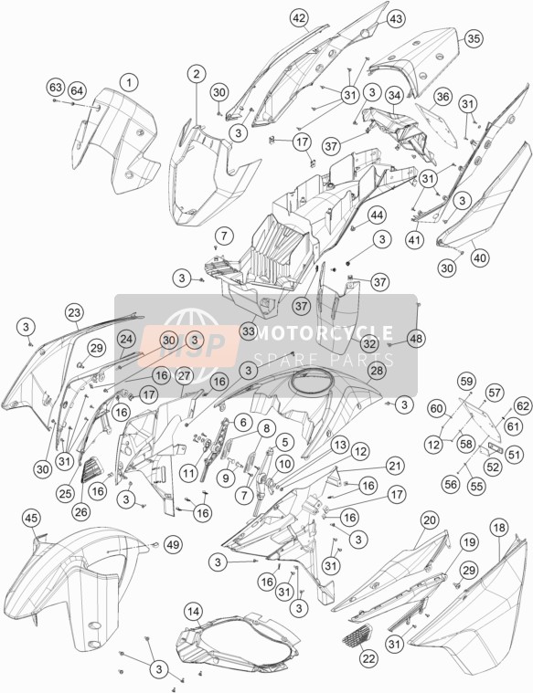 KTM 1090 Adventure R Europe 2018 Mask, Fenders for a 2018 KTM 1090 Adventure R Europe