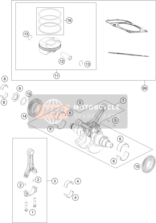 KTM 1090 Adventure S Europe 2019 Crankshaft, Piston for a 2019 KTM 1090 Adventure S Europe