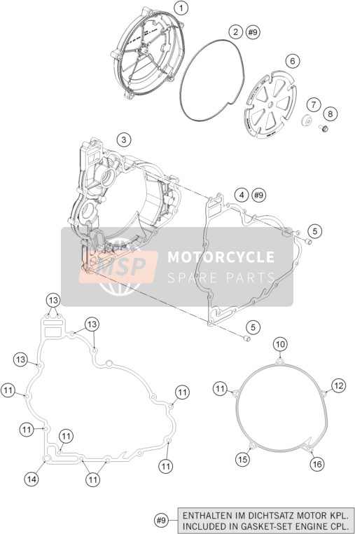 KTM 1190 ADV. ABS GREY WES. Europe 2013 Koppelingsdeksel voor een 2013 KTM 1190 ADV. ABS GREY WES. Europe