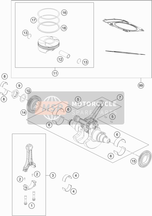 69130013000, Connecting Rod Cpl. 122 mm, KTM, 0
